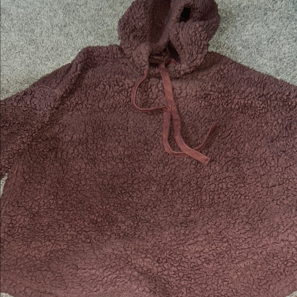 Cozy Burgundy Sherpa Hoodie Sweater